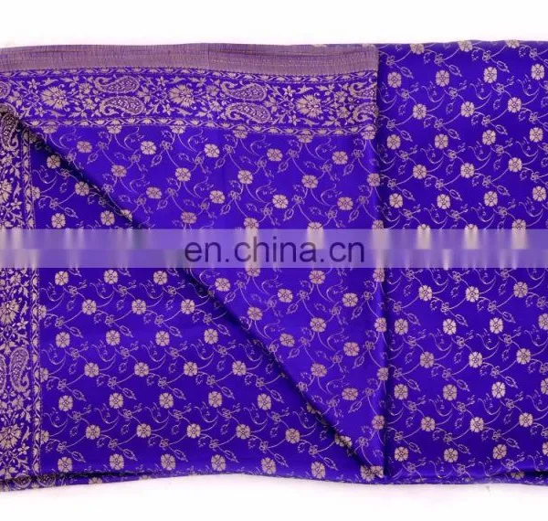 Designer Banarasi Handloom Satin Art Silk Sari With Light Gold Zari Work photo-4