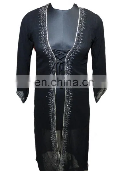 Dubai Silver Stone Work Burkha Jacket / Casual Islamic Wear Abaya Jacket / Fashionable Burkha Hijab Jacket 2017 (dubai Abaya) photo-2