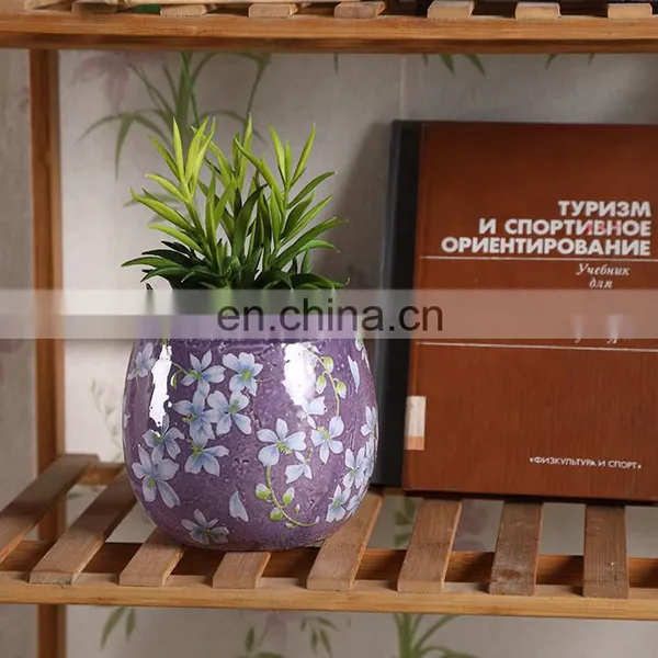 European Modern Custom Fancy Flower Pattern Ceramic Pots Cheap Large Purple Garden Pots for Home Balcony Decor photo-5