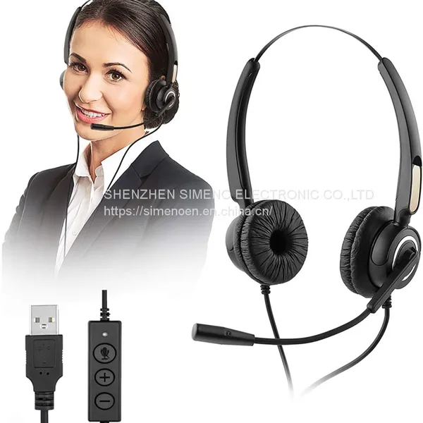USB-наушники с микрофоном, наушники с шумозащитным микрофоном для колл-центра SIMENO, проводные наушники для телефона с функцией замьюта, подходящие для звонков через Skype/онлайн-курсов/ноутбуков/персональных компьютеров
