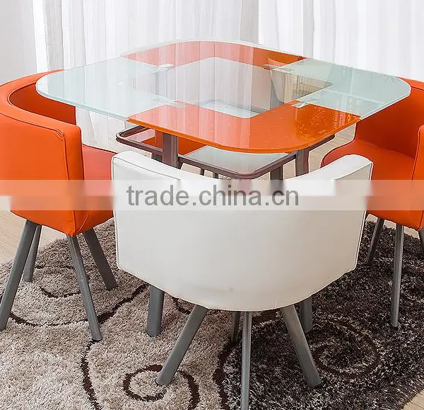 Modern Round Dining Table With Leather Chairs photo-5