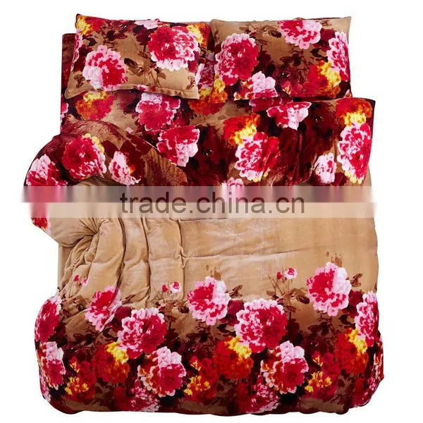 Competitive Price Oem Elegant Home Textile 4 Pcs Micro Fleece Flowel Print Guy Bedding Sets photo-5