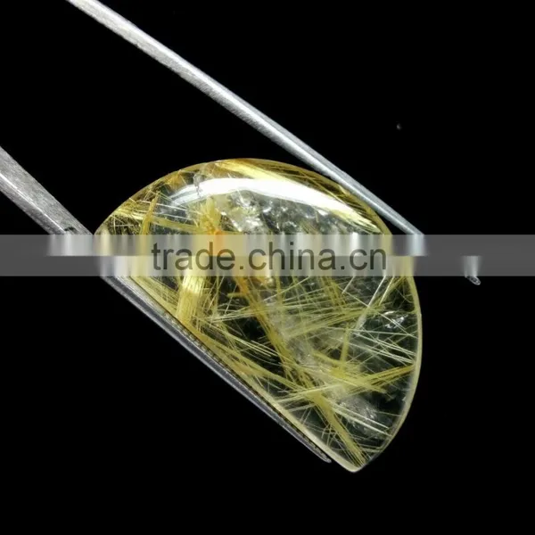 Top Quality Natural Rutile Cabochon Gemstone / Smooth Rutile Cabochon Stone / Yellow Rutile Quartz Fancy D Shape Rutile photo-2