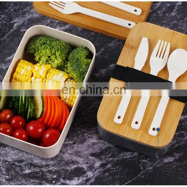 Environmentally Friendly Take Away Lunch Packing Boxes With Utensil Bamboo Lids School Lunch Box for Kids photo-3