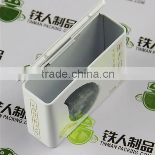 Empty Small Metal Tin Plate Box With Window Tea Tin Case photo-2