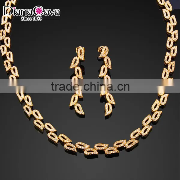 Basic Leaf Shape Top AAA Quality Cubic Zirconia Wedding Simple Jewelry Set