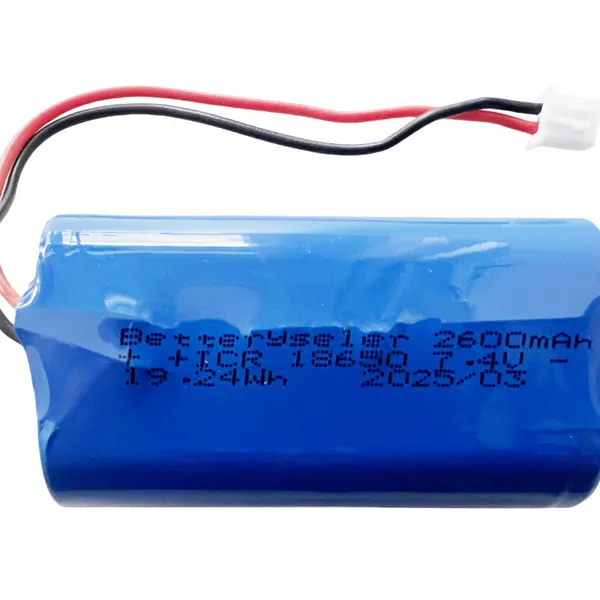7.4v Rechargeable Li-ion Battery 2600mAh, 18650 2S1P Battery Pack Support 3C Continuous Discharge With 2.54 JST-XH Plug,Blue