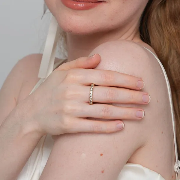 Shining Star Jewelry Solid 14K Gold Cubic Zirconia Eternity Ring Gift For Women photo-2