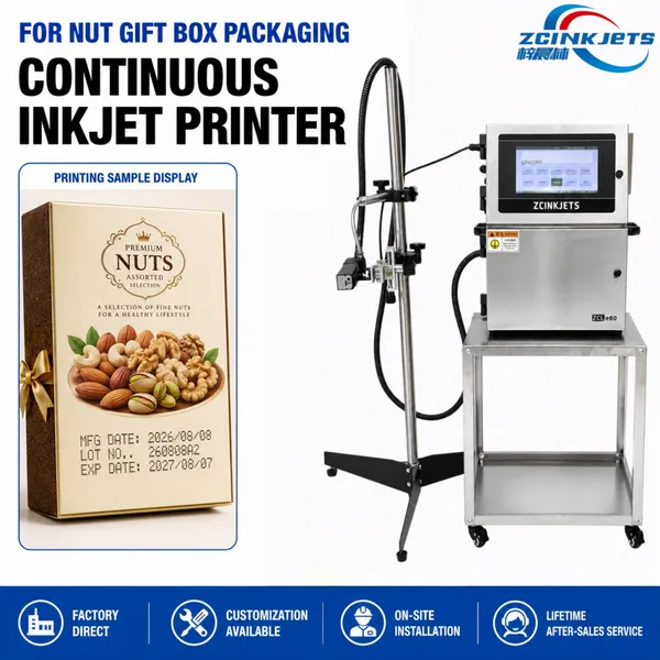 ZCINKJETS CIJ Printer for Nut Gift Boxes and Food Packaging