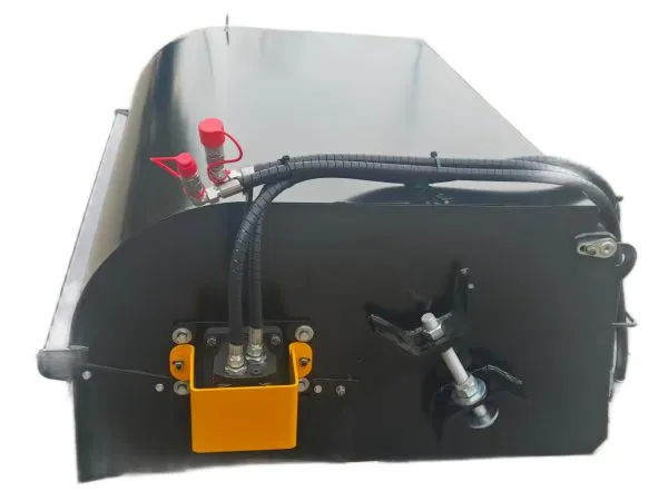 Pickup Sweeper With Side Brush Skid Steer SSQA Gutter Broom Hydraulic Pivoting Arm Orange Motor Guard photo-4