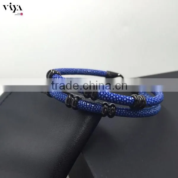 2016 New Trendy Most Popular Wholesale New Year's Gift Item Luxury Stingray Leather Bracelet For Men photo-2