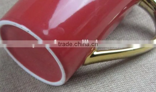 2015 Hot Sell Red Mugs With Gold Colour photo-3