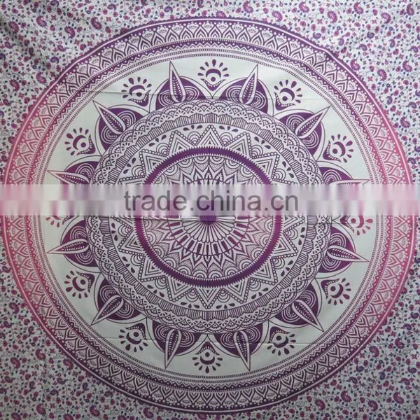Pink Ombre Tapestry Boho Dorm Sheet Hippie Beach Throw Round Mandala photo-3