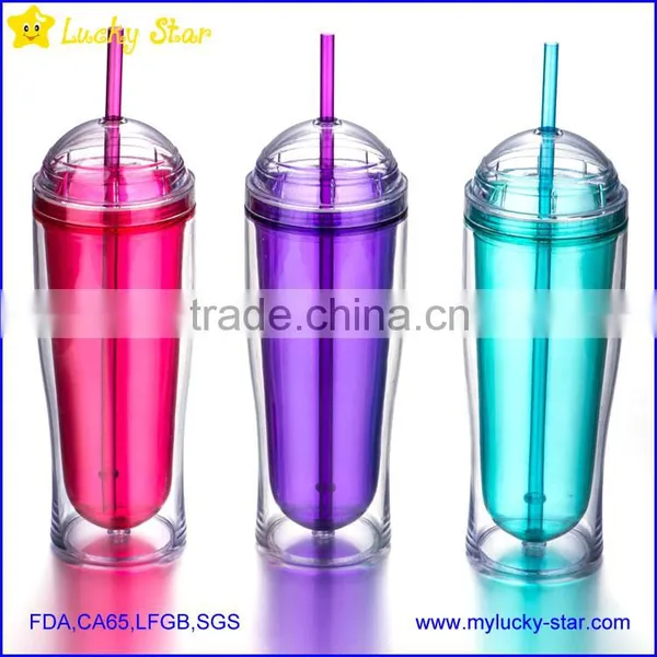 BPA Free Acrylic Double Wall Tumblers With PVC Paper Inserts FDA Standard Plastic Mug