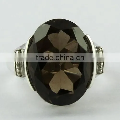 Classy Smoky Quartz Ring, Gemstone Silver Jewellery, Fine Silver Jewellery photo-6