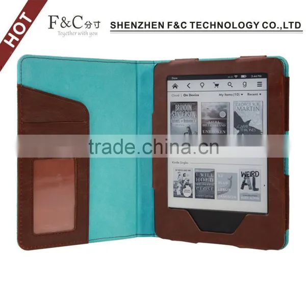 Book Style Canvas Case Cover for 2014 Amazon Kindle Touch E-bopk photo-3