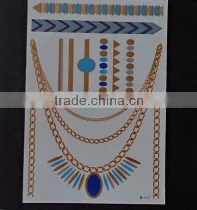 Blue Metallic Tattoo Ink Newest Temporary Gold Silver Tattoos 15*20CM photo-2