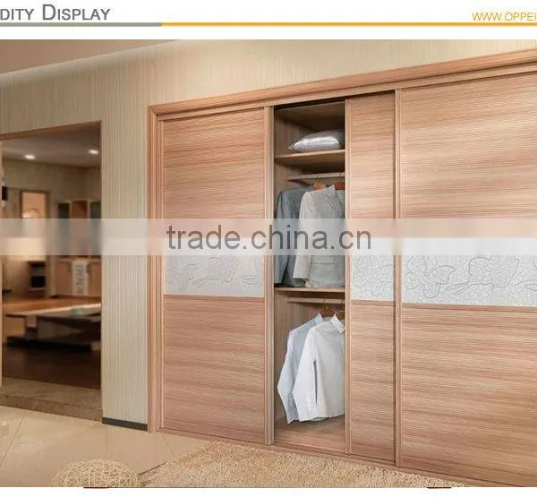 OPPEIN Modern Bedroom Furniture 3 Sliding Doors Wooden Wardrobe Closet photo-4
