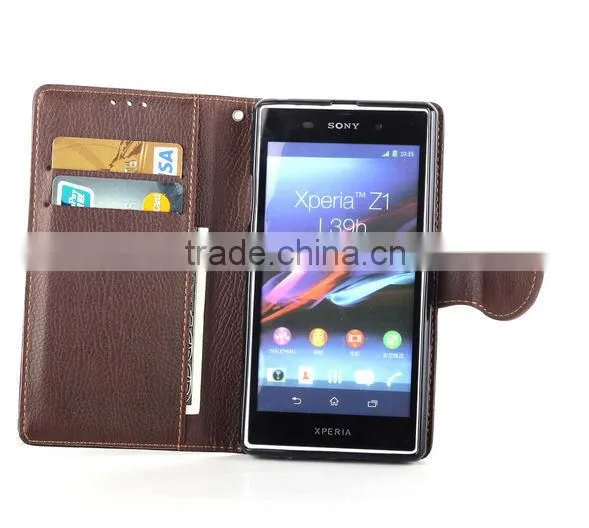 Newest Product Flip Hit Color Pattern Wallet Leaf Buckle Leather Case for Sony Xperia Z4 With Stand photo-4
