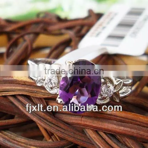 Newest Antique Design 925 Sterling Silver Purple Gemstone Ring With Amethyst