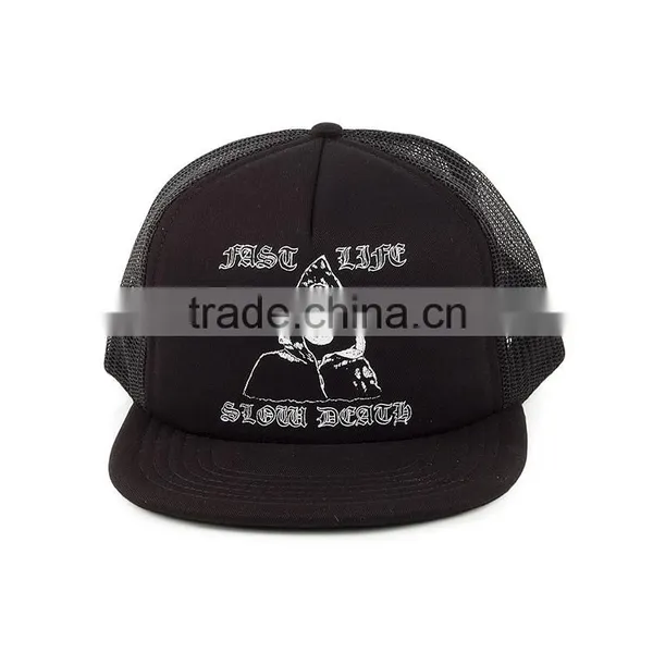 Hot Sale Foam And Mesh Wizard Printing 5 Panel Custom Black Trucker Cap Whoelsale Quality Choice photo-2