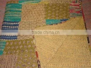 patchwork aajarak print block printing kantha quilt