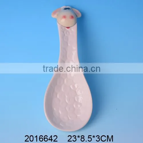 High quality ceramic kitchen spoon rest with sheep design,ceramic sheep kitchen spoon holder