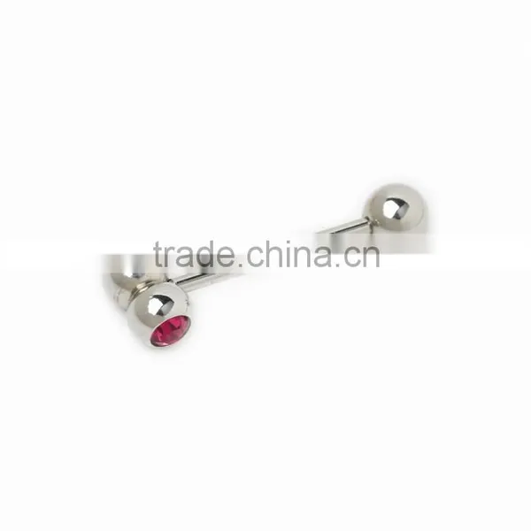 Custom Surgical Steel Gem Paved Barbell Hammer Shape Tongue Piercing photo-2