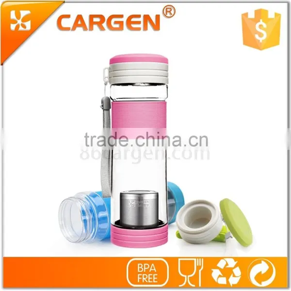 Silicone Sleeve Plastic Sport Tea Strainer Water Bottle photo-3