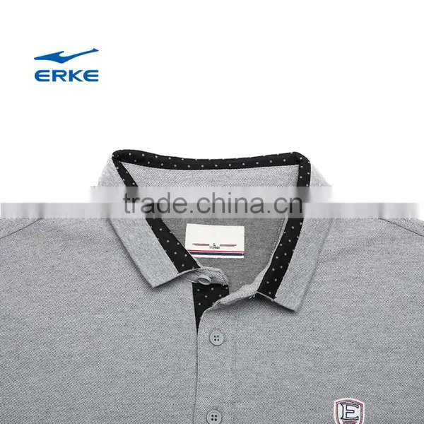ERKE Simple Style Mens Summer Leisure Mirco Collar Short Sleeve t Shirt Office Cheap Wholesale Polo photo-6