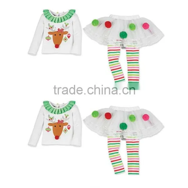 Christmas Cartoon Girls Fawn Stripe Culottes Suit Christmas Costume photo-2