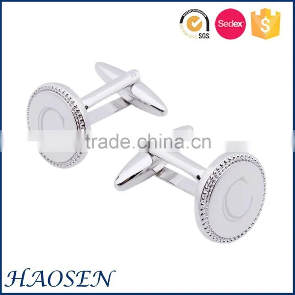 2016 Wholesale Laser Letter Mental Silver Cufflinks photo-2
