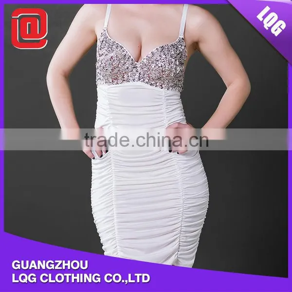 White Sexy Formal Beaded Evening Dress Porn Dress photo-3