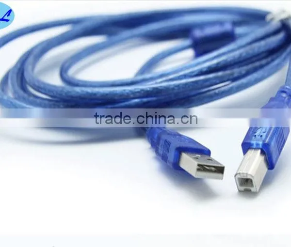 1M USB2.0 Cable Male to B Male Transparent Blue Model photo-2