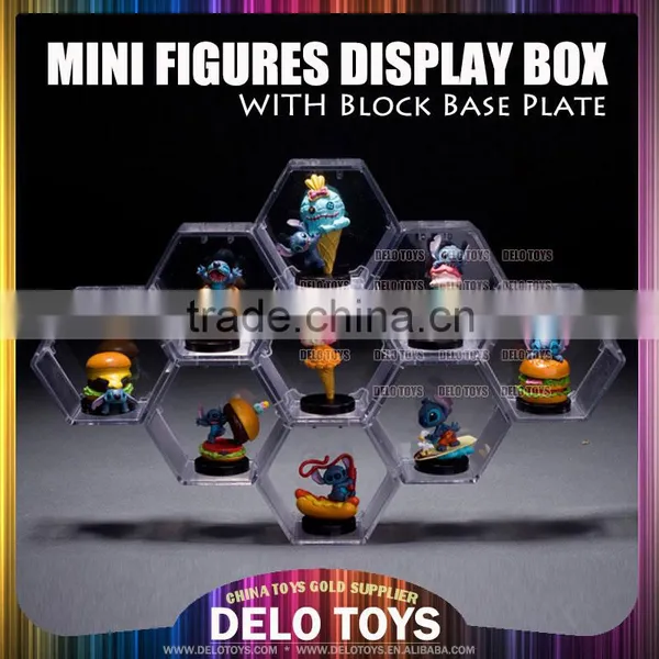 Plastic Acrylic Transparent Toys Building Blocks Mini Figures Diamond Bricks Hexagonal Display Case 6 Colors Base Plates DE00021