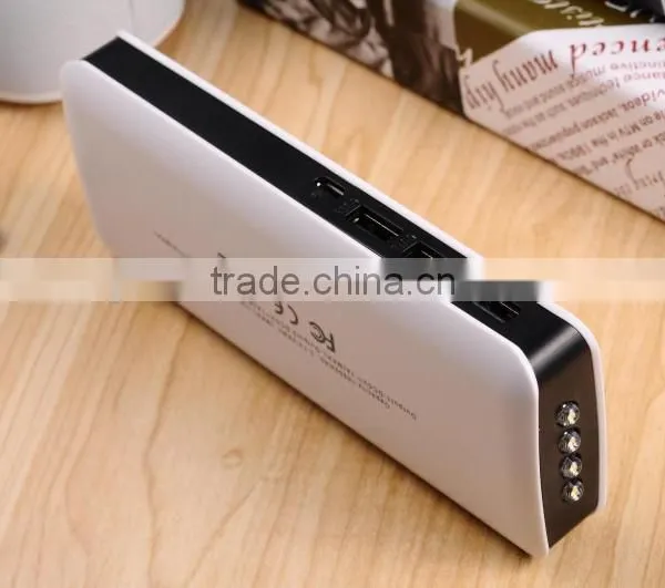 Three USB Socket Port 2015 New Arrival CE Fashion Portable 15000mah Mobile Power Bank With Led Light photo-2