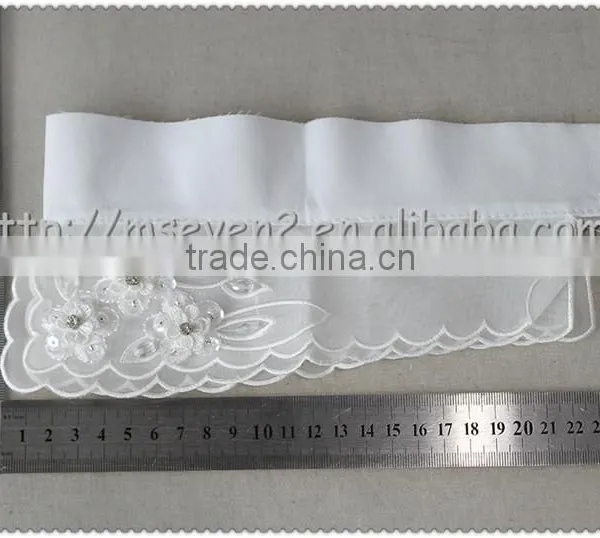 Customized White Organza Flower Embroidery Necklace, Crystal Rhinestone With Sequins Beaded Elegant Collars photo-2