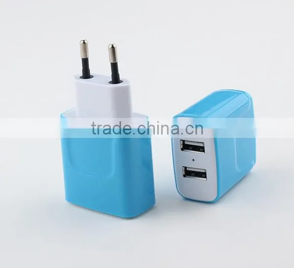 Portable 2 USB Ports Mobile Phone Travel Charger With US / EU Plug photo-3
