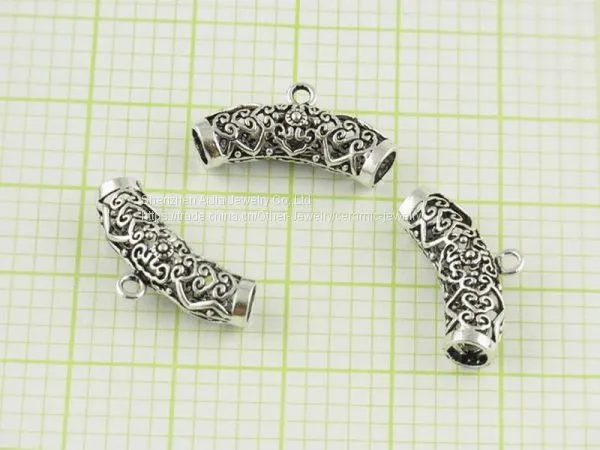 Hollow Oval Shape Long Tube Accessories 925 Silver Beads photo-2