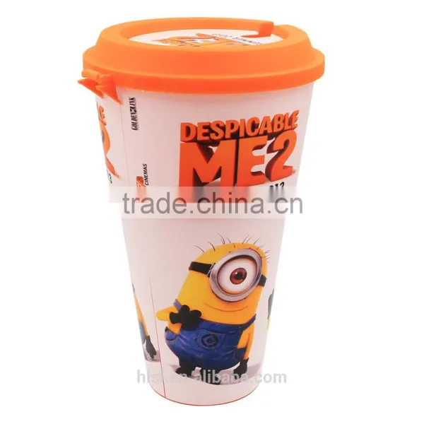 All in One Snacking And Drinking Movie Display Cup With Straw, IML Custom Logo Printed Drink Cup With Straw photo-5