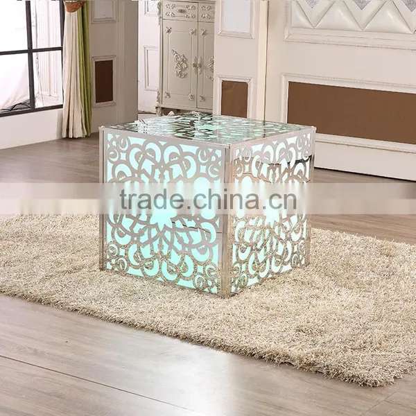 Stainless Steel Frame Square Table With LED Light for Wedding Party photo-4