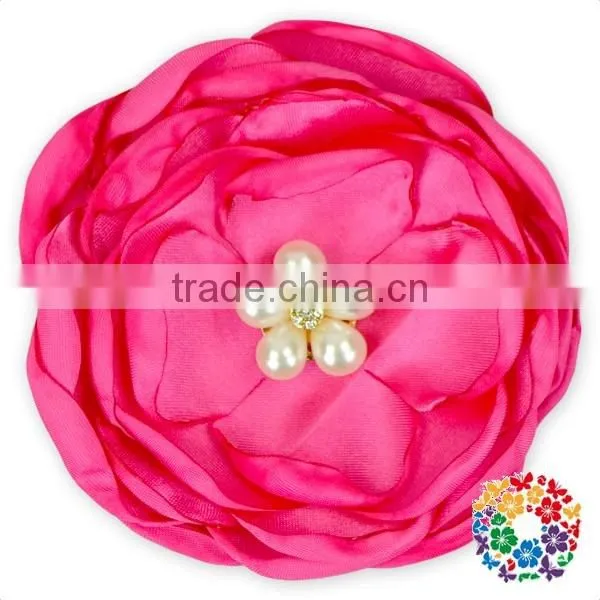Ivory Pearls Center Satin Ribbon Handmade Flowers photo-3