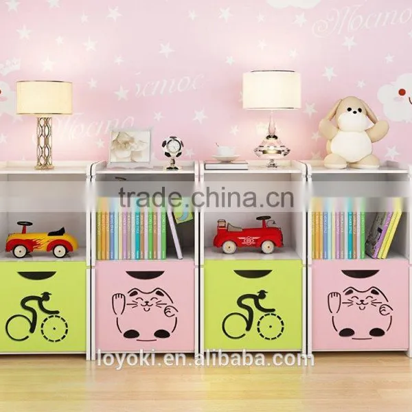 Kids Modern Simple Style Carving Flower Storage Organizer 2 Tier High Gloss Storage Cabinet Carved Night Stand, Bedside Table photo-5