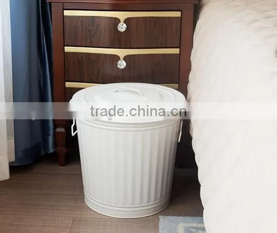 Galvanized Iron Compost Bin Trash Bin Laundry Bin Flower Planter With Handle and Lid photo-2