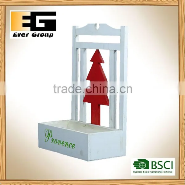 Wood Hanging Flower Basket With Silk Screen for Garden Planter photo-2