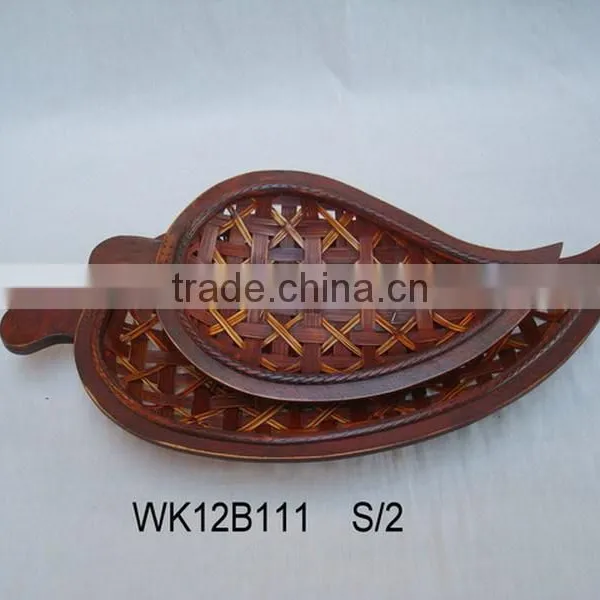 Leaf Round Bamboo Plates in Various Shape Bamboo Decoration photo-2