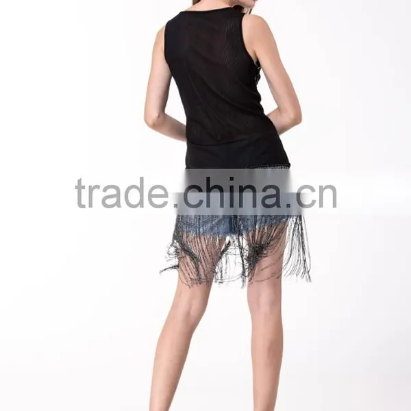 New Design Clothing Manufacturers Sequin Beaded Tassels Top For Women photo-4