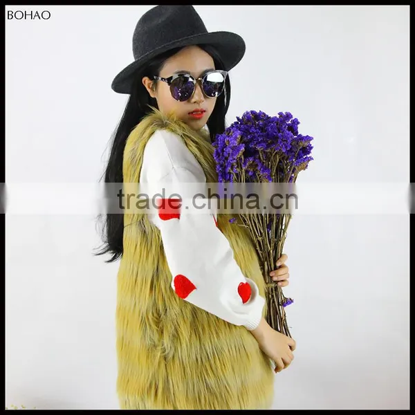 New Style Long Yellow Fur Fashion Wholesale Faux Fur Girls Vest photo-4