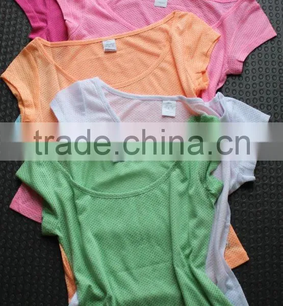 Ladies Fitness Clothing,oem Designer Casual100%polyester Mesh Lightweight T-shirt