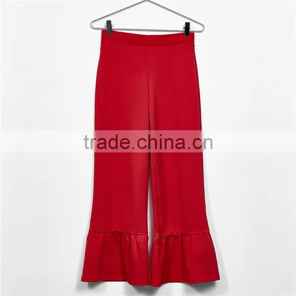 Online Cheap Classical Cropped Office Frilled Red Pants for Women photo-3
